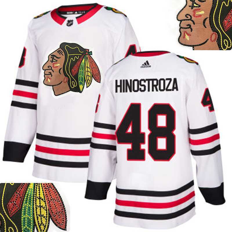Blackhawks #48 Hinostroza White With Special Glittery Logo Adidas Jersey,We sell and wholesale Blackhawks #48 Hinostroza White With Special Glittery Logo Adidas Jersey on line form chian!